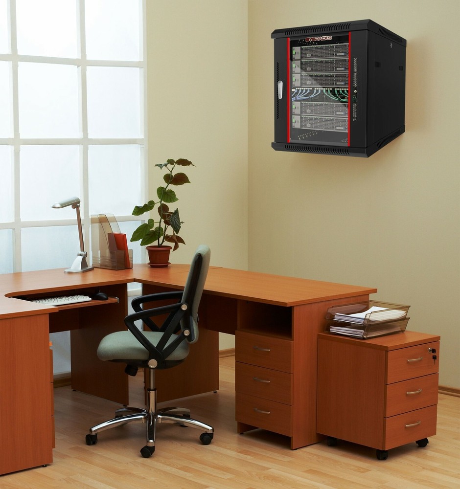 15U Server Rack Locking Network Cabinet Data Enclosure with PDU-Feet-Fan-Shelf