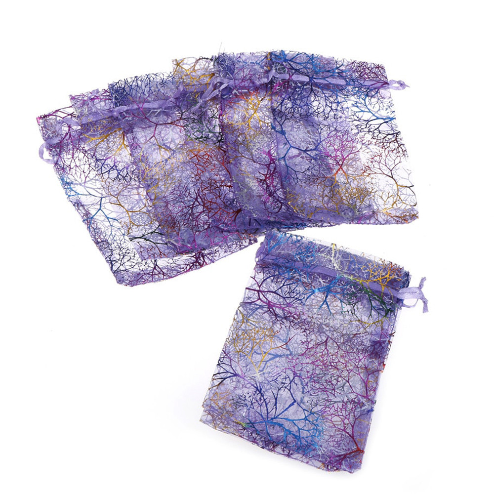 50/100Pcs Sheer Coralline Organza Gift Bags Jewelry Pouches Party Wedding Favor