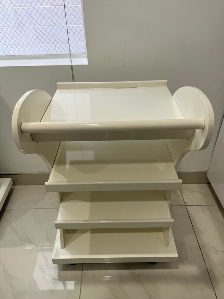 4 Tier White Rolling Shelving