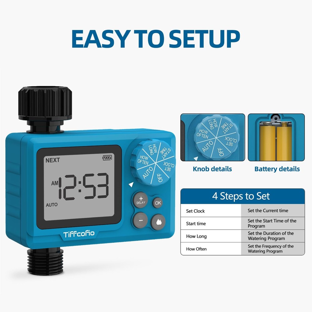Sprinkler Timer Outdoor, Digital Pogrammable for 1 PACK, Blue