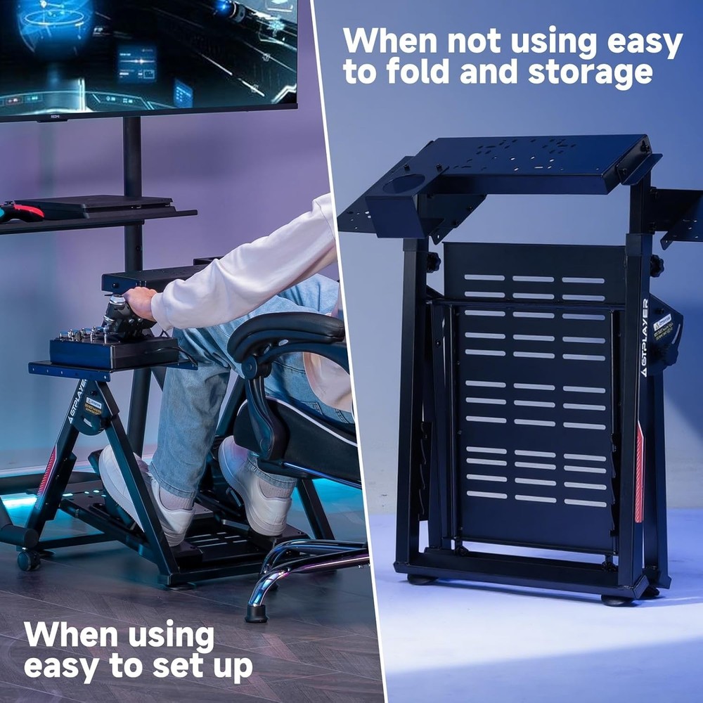 Flight Racing Simulator Stand - Fully Adjustable & Space-Saving Design