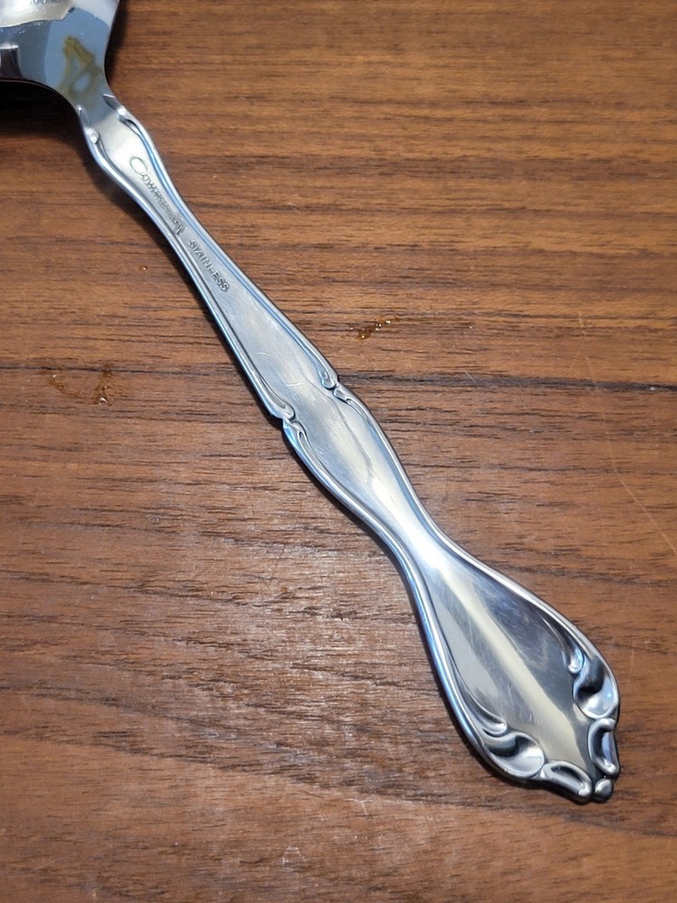 Single Oneida Community Cantata 8 3/8" Stainless Solid Serving Spoon