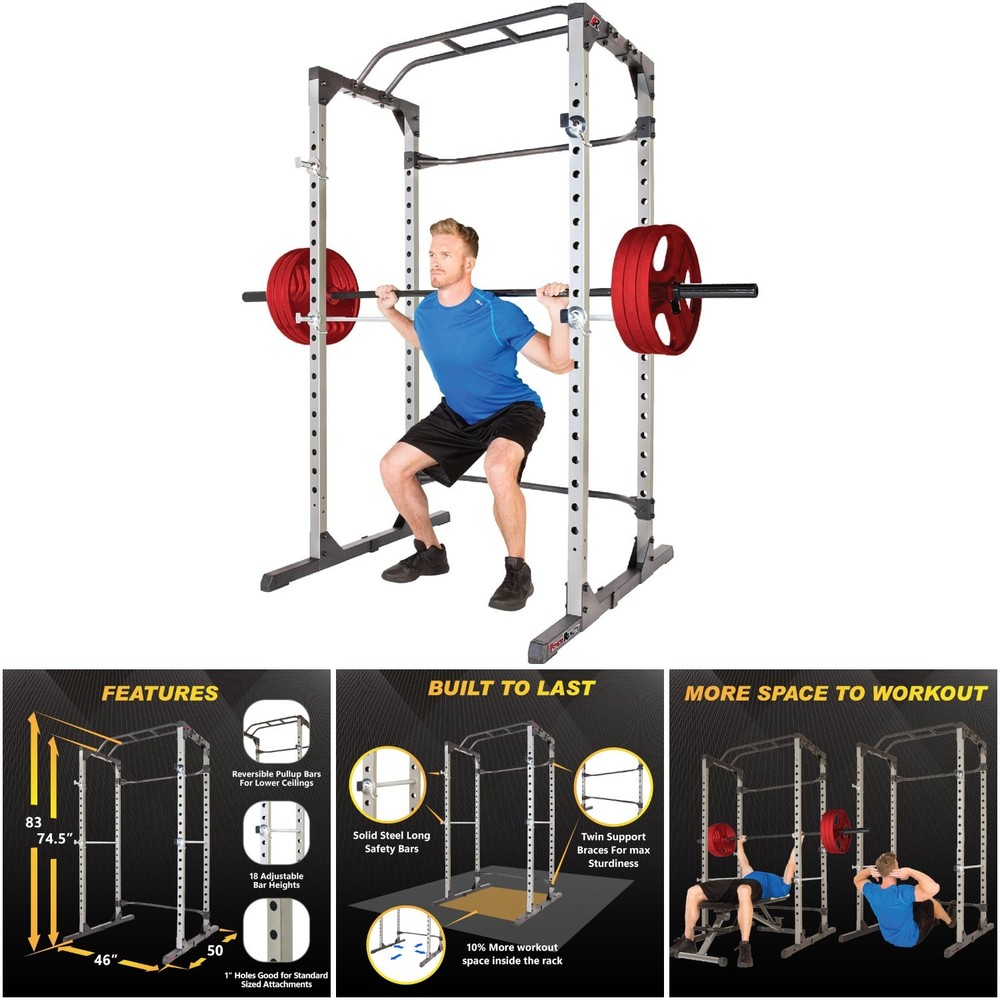 Power Cage Squat Rack 800 Lb Capacity Lat Pulldown Cable Crossover Home Gym