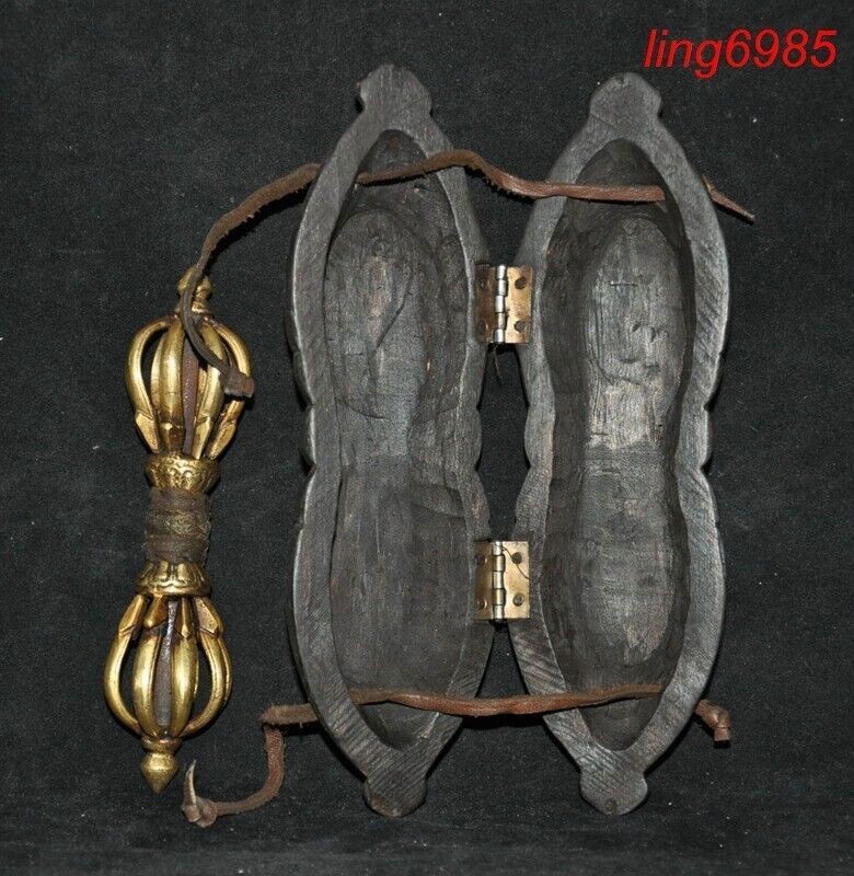 Tibet Buddhism temple bronze old wood Vajra Dorje Phurpa Exorcism Talisman a set