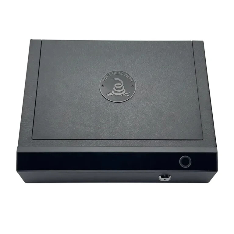Roscoe Box Gun Safe Manual Key, Pin Keypad, Fingerprint, LED (Don't Tread On Me)