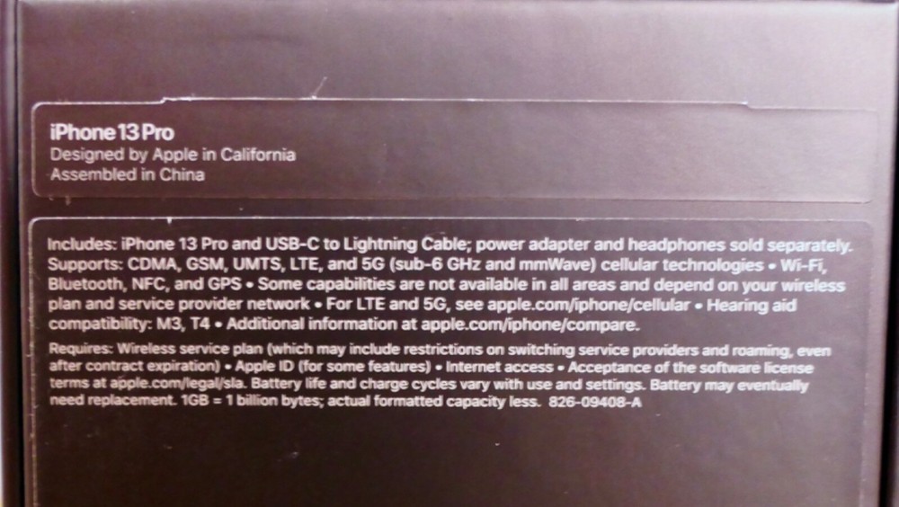 BOX ONLY Apple iPhone 13 PRO Graphite with Ejector, Manual and Sticker