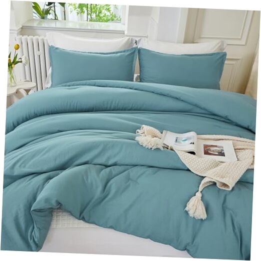 Comforter Size, 3 Pieces Lightweight Solid Bedding Set, All Full Grayish Teal