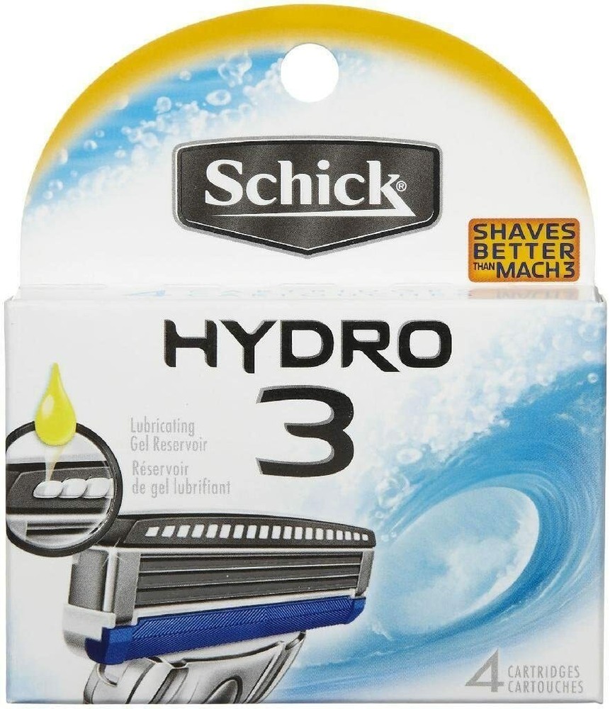 Schick Hydro3 Refill Blade Cartridges for Men, 4 Count