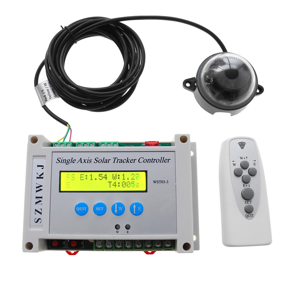 Electronic Single Axis Solar Tracker Controller+Light Sensor +Remote +Anemometer