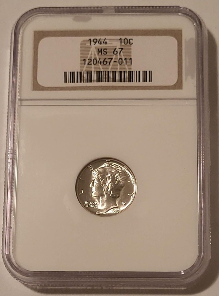 1944 Mercury Dime MS67 NGC Blast White