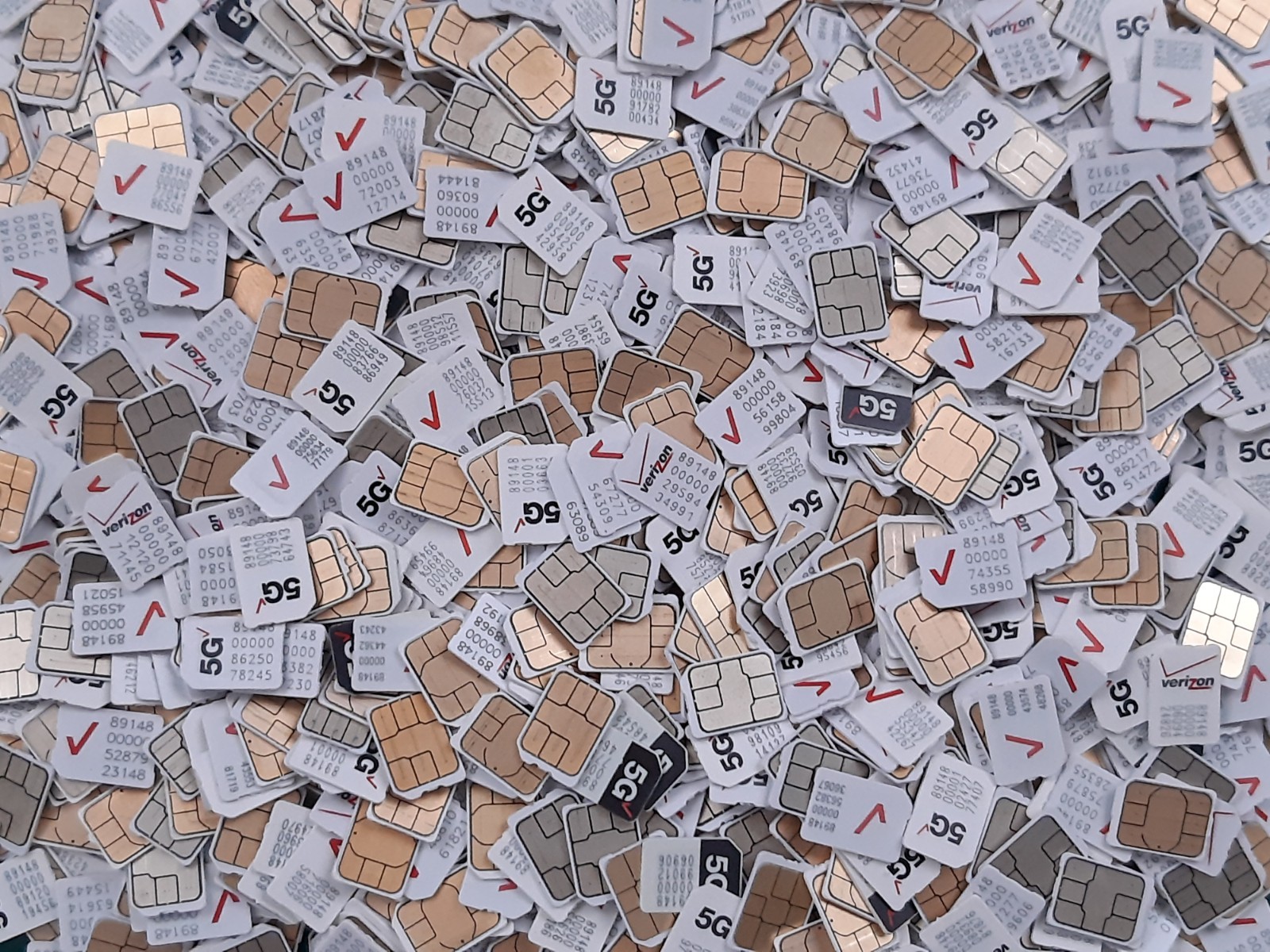 LOT OF 100 Used Nano Size Verizon SIM Cards for Testing/Gold Recovery