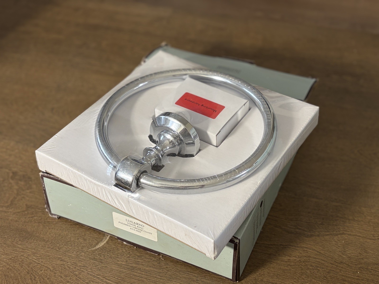 Restoration Hardware  Lugarno Towel Ring Polished Chrome New Sealed 2312-0023