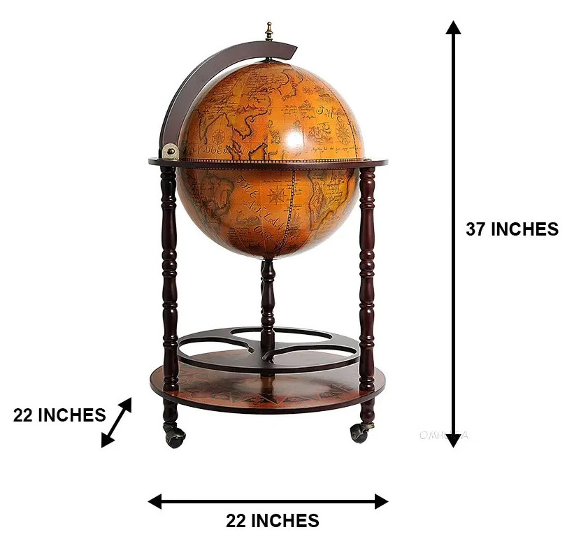 Globe Hidden Home Pub Hide A Bar 37" Old World Style Nautical Furniture New