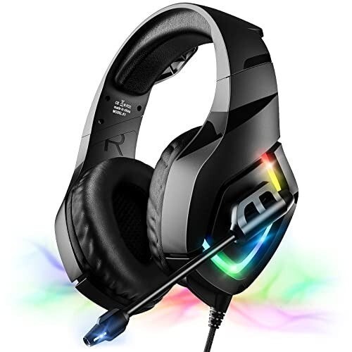 Gaming Headset with RGB Lights & Adjustable Microphone