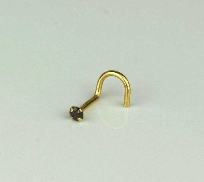 14k Yellow Gold Round Multi Colored CZ Nose Piercing