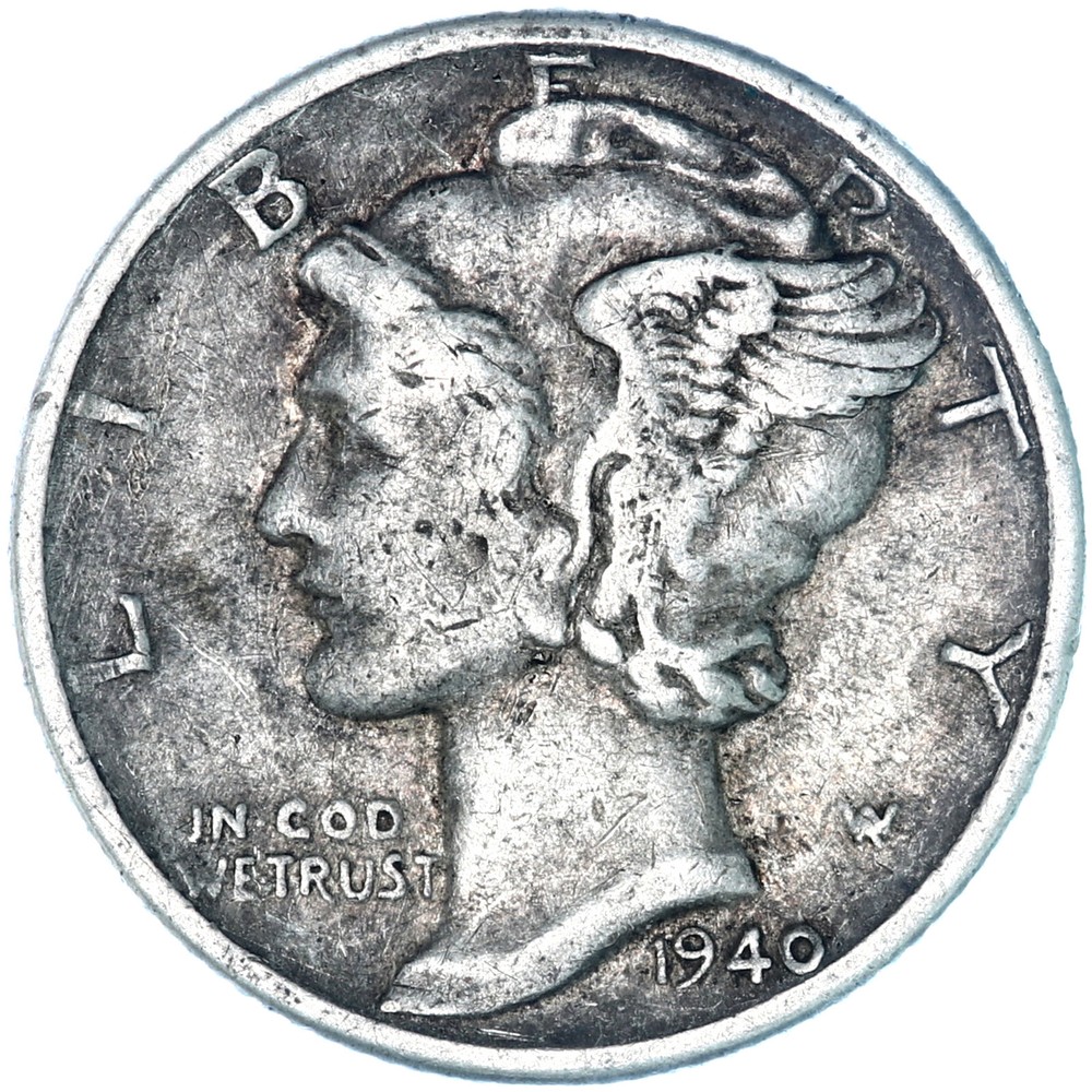 1940 (P) Mercury Dime 90% Silver Extra Fine XF