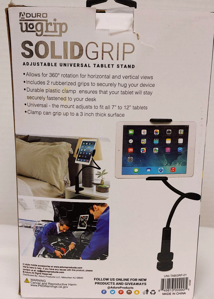 Aduro Solid Grip Adjustable Universal Tablet Stand With Gooseneck