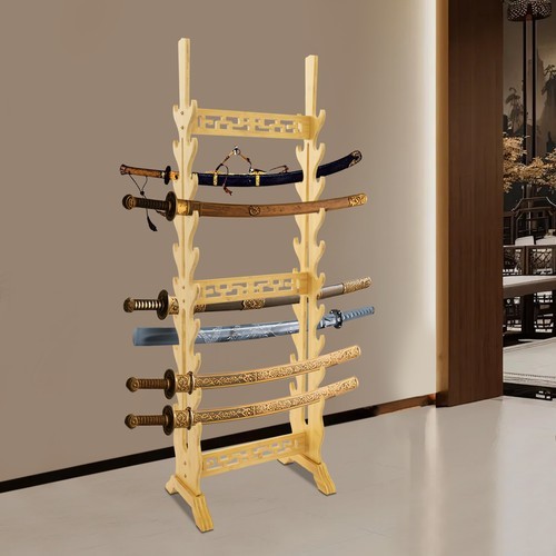 Sword Rack Display Stand 10-Tier Double Side Bamboo Sword Stand Sword Holder