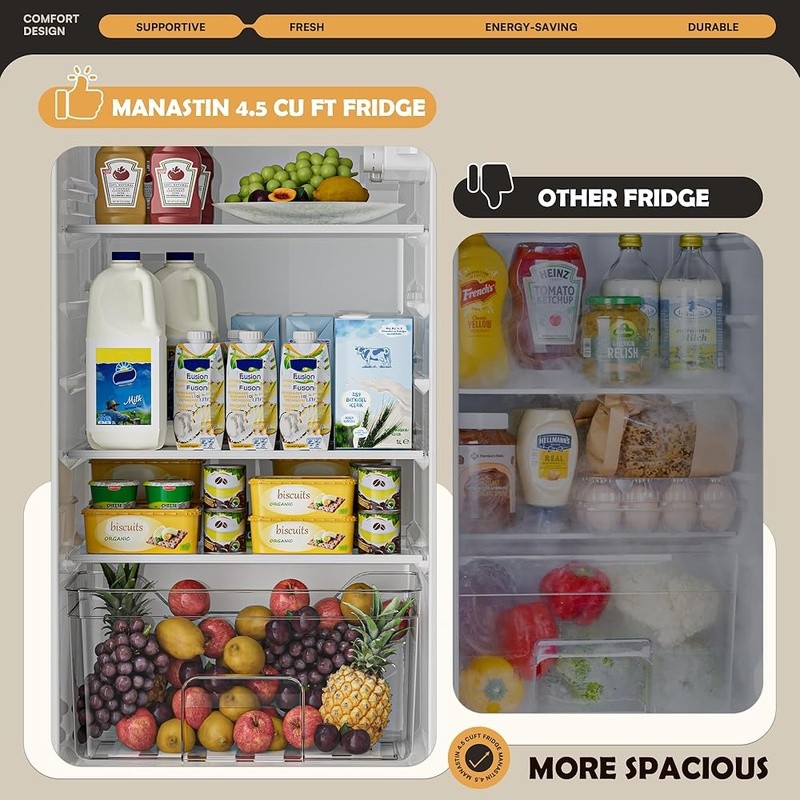 Mini Refrigerator W/ Freezer 7 Temp Settings Energy Efficient Adjustable Shelves