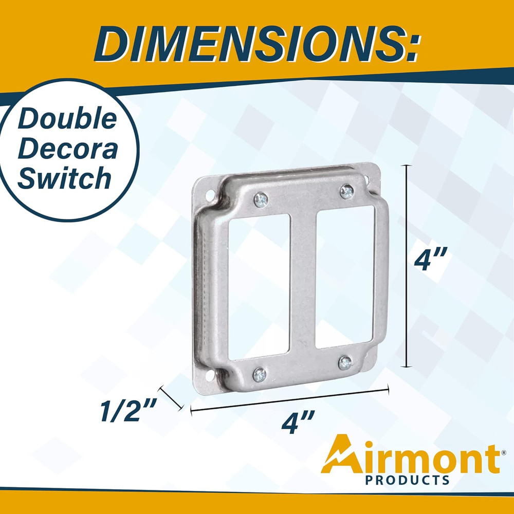 (4-Pack) AP-12094, 4" Square Double Decorator GFCI Switch Electrical Box Cover,
