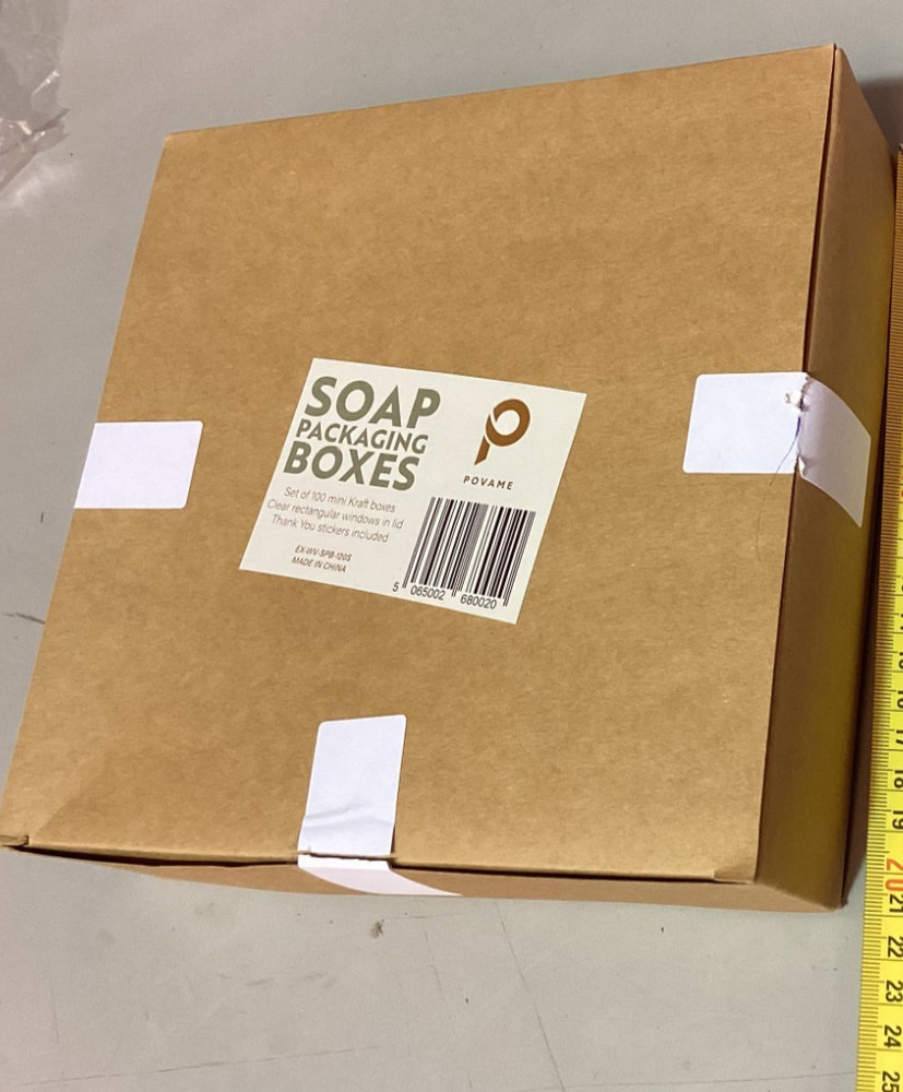 100 Pack Soap Packaging Boxes Mini Kraft Boxes w/ Clear Window & Stickers