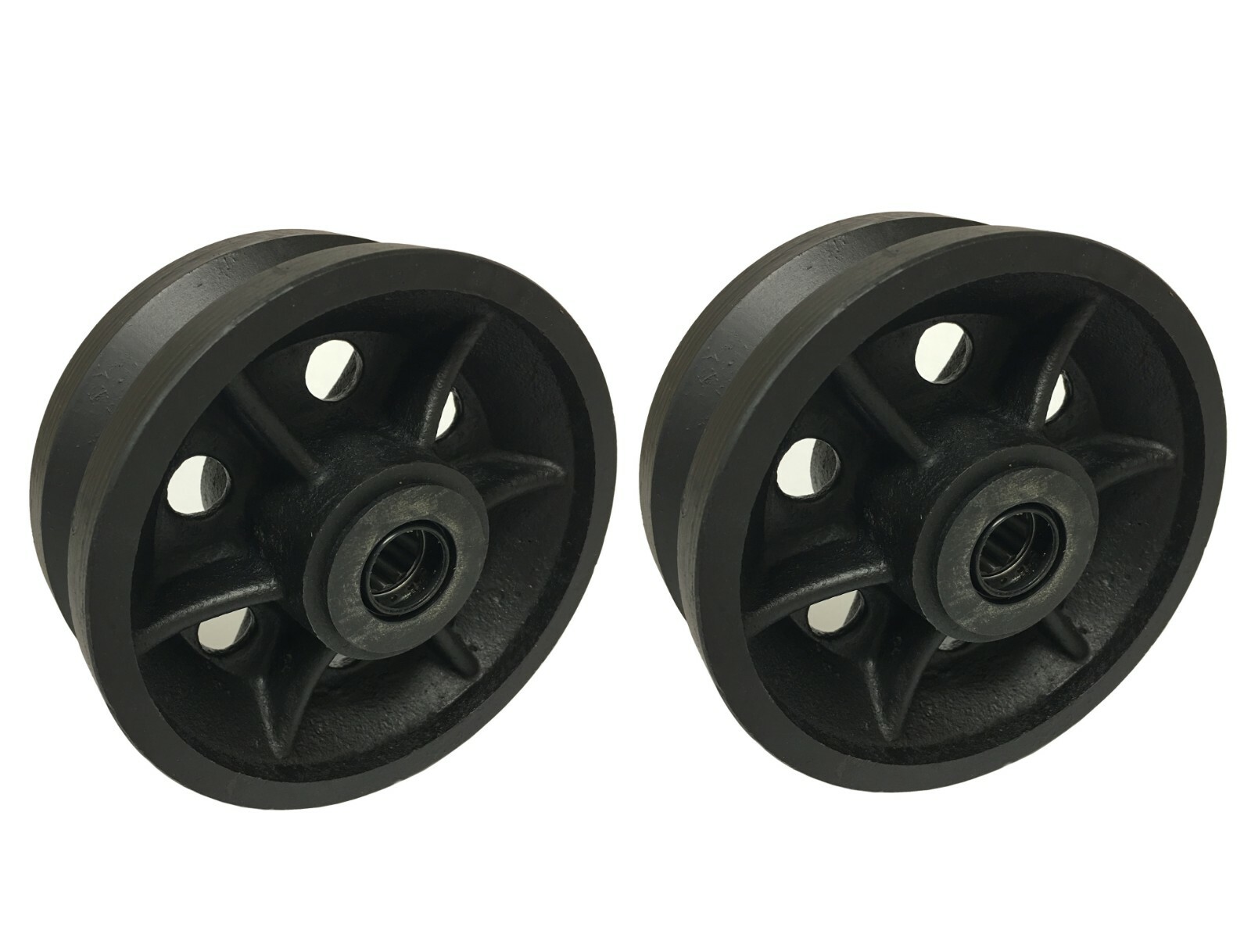 2 Caster Wheels Set 4" 5" 6" 8" V-Groove Wheel Set with Bearing & Kit