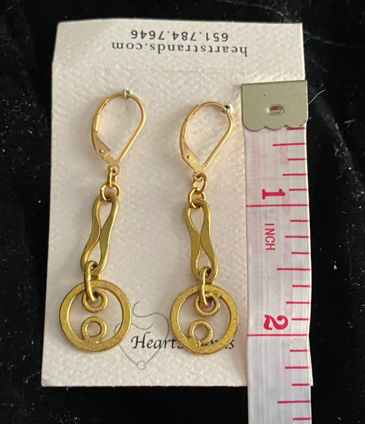 NWT Drop Earrings hand crafted java brass & Gold Fill 2”