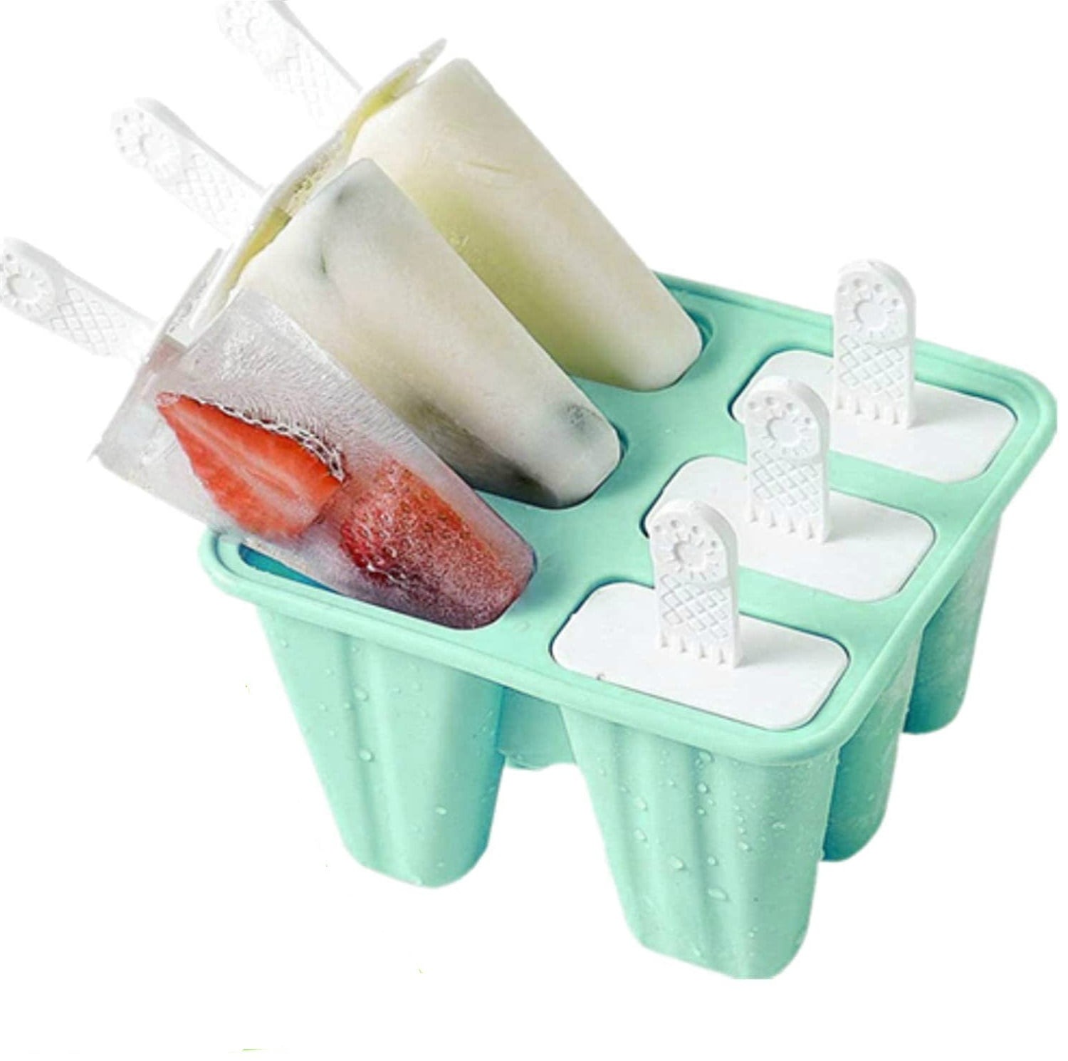 Silicone Ice Pop Molds 6-Well Easy Release, BPA Free Silicone Ice Cream Mold