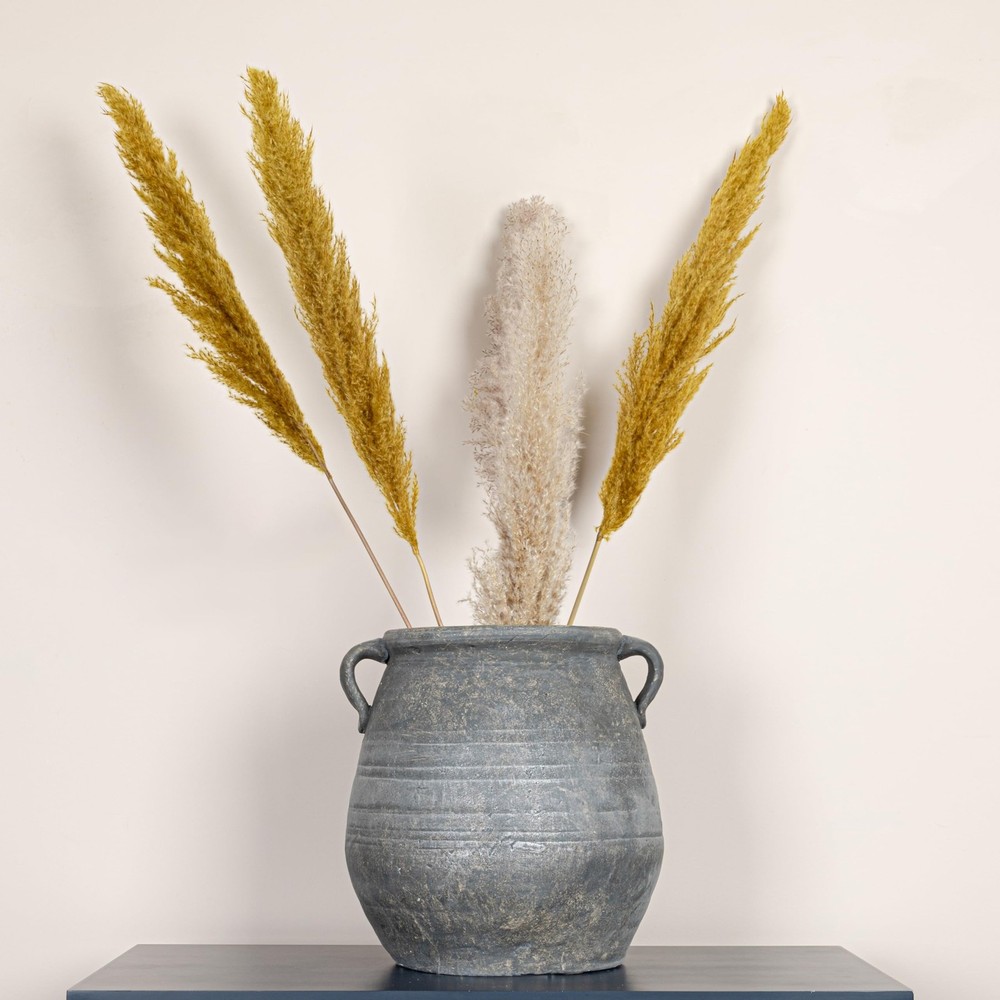 Whitewashed Terra-Cotta Urn, Grey