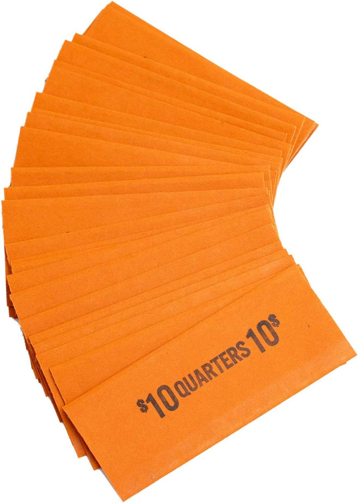 Quarter Flat Coin Wrappers, Solid Bundle of 100
