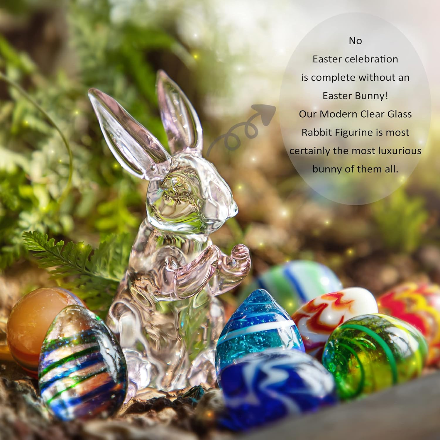 HDCRYSTALGIFTS 3.5Inch Crystal Rabbit Bunny Figurine Collectibles Spring Easter