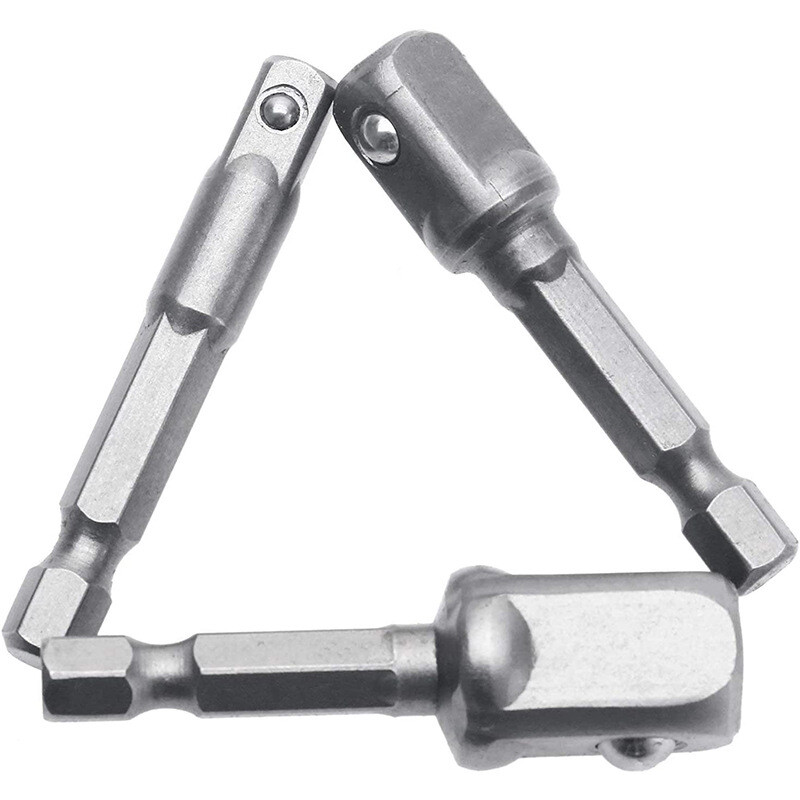 3PCS Socket Adapter Drill BIts Set Hex Shank 1/4" 3/8" 1/2" Impact Driver Tools