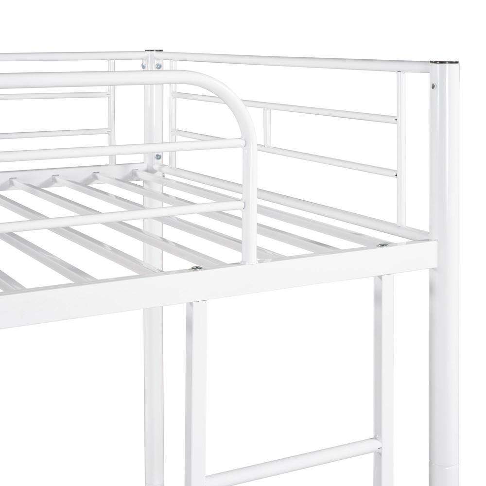 Modern Manhattan Twin-over-Twin Bunk Bed With Solid Stability Metal Frame White