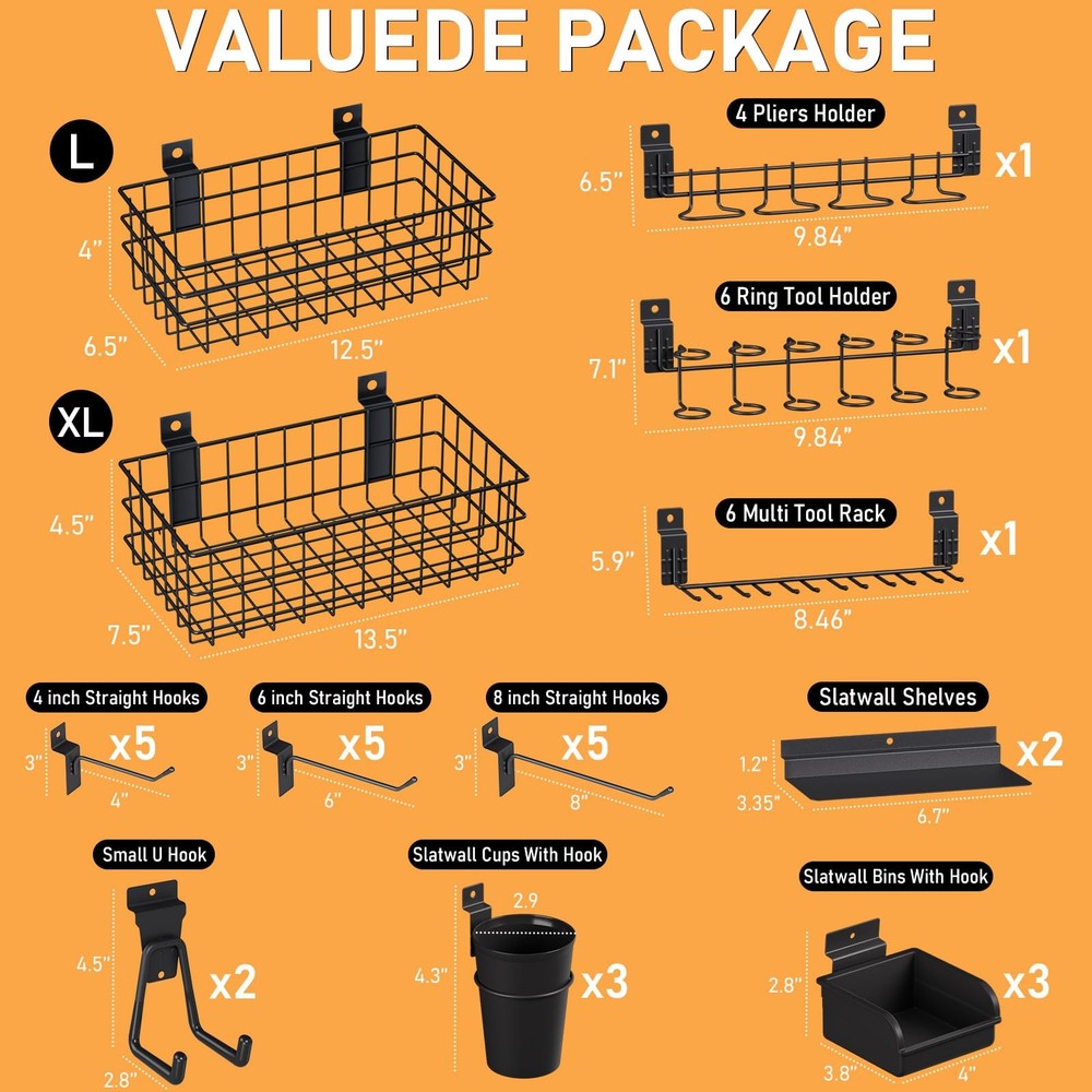 INCLY 30PCS Slatwall Accessories Set with Baskets, Hooks,...