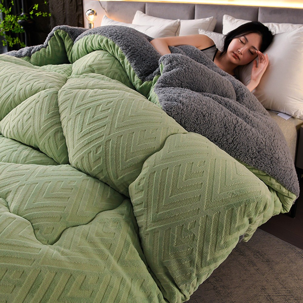 Reversible Super Thick Winter Comforter Plush Down Alternative Quilted Comforter