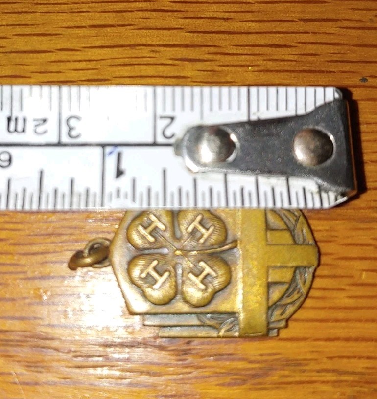 Vintage 4-H Clover Necklace Pendant - Made Of Brass?