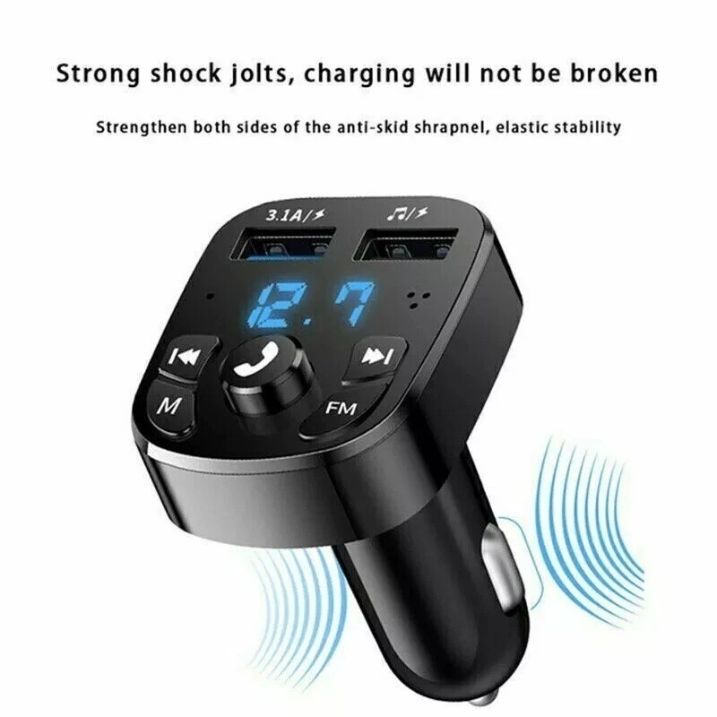 Bluetooth 5.0 Car Wireless FM Transmitter Adapter 2USB PD Charger Hands-Free Lot