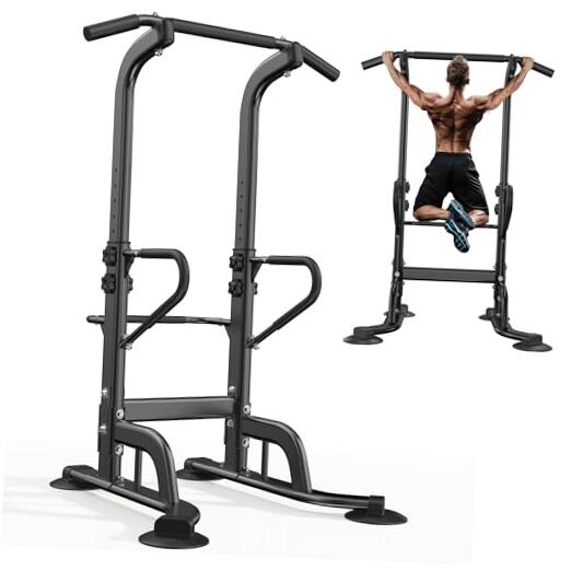 Power Tower 11 Height Adjustable Pull Up Bar and Dip Station Multi-Function