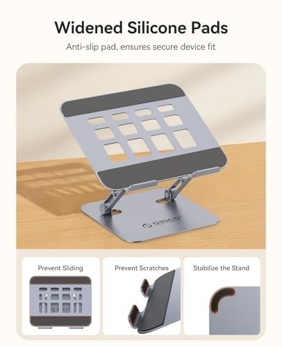 Height Adjustable Laptop Stand - Ergonomic Aluminum Riser for 17" Laptops, Folda