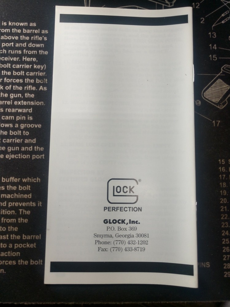GLOCK Semi-Automatic Safe Action Pistol Preventative Maintenance Manual 2000