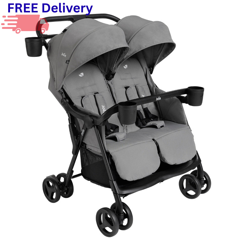 Lightweight Double Stroller Side by Side Foldable Compact Twin Travel Pram