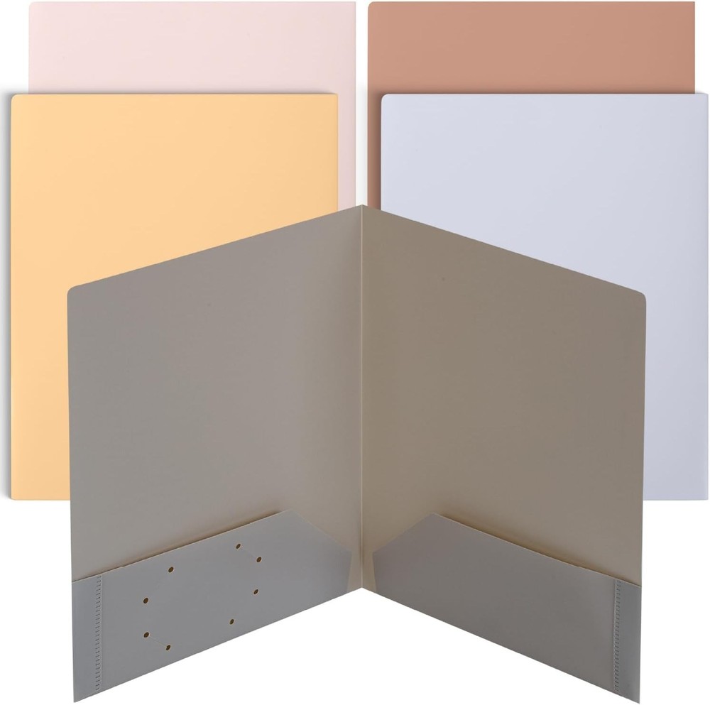 - Plastic Folders W/ Pockets 5 pcs Assorted Colors Folders W/ Pockets