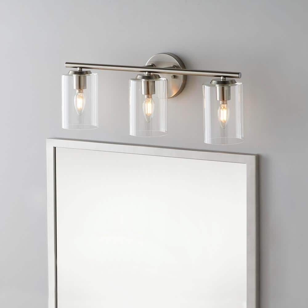 Hampton Bay Champlain 22.375 in. 3-Light Brushed Nickel Bathroom Vanity Light