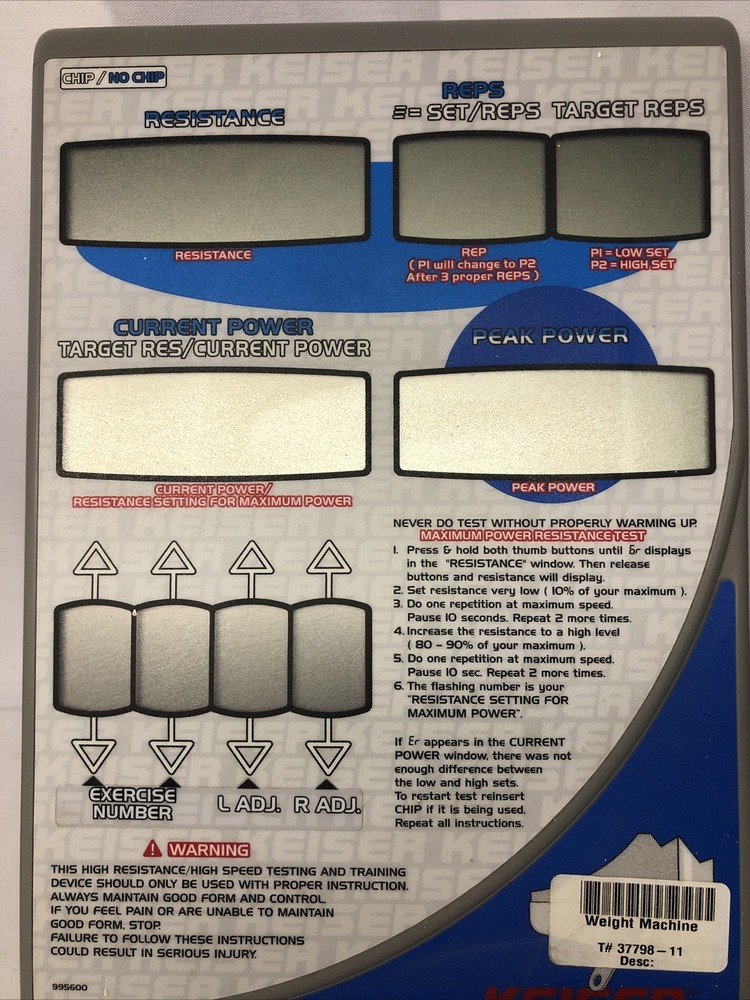 Display Replacement Keiser 003020PP Infinity Series Functional Trainer