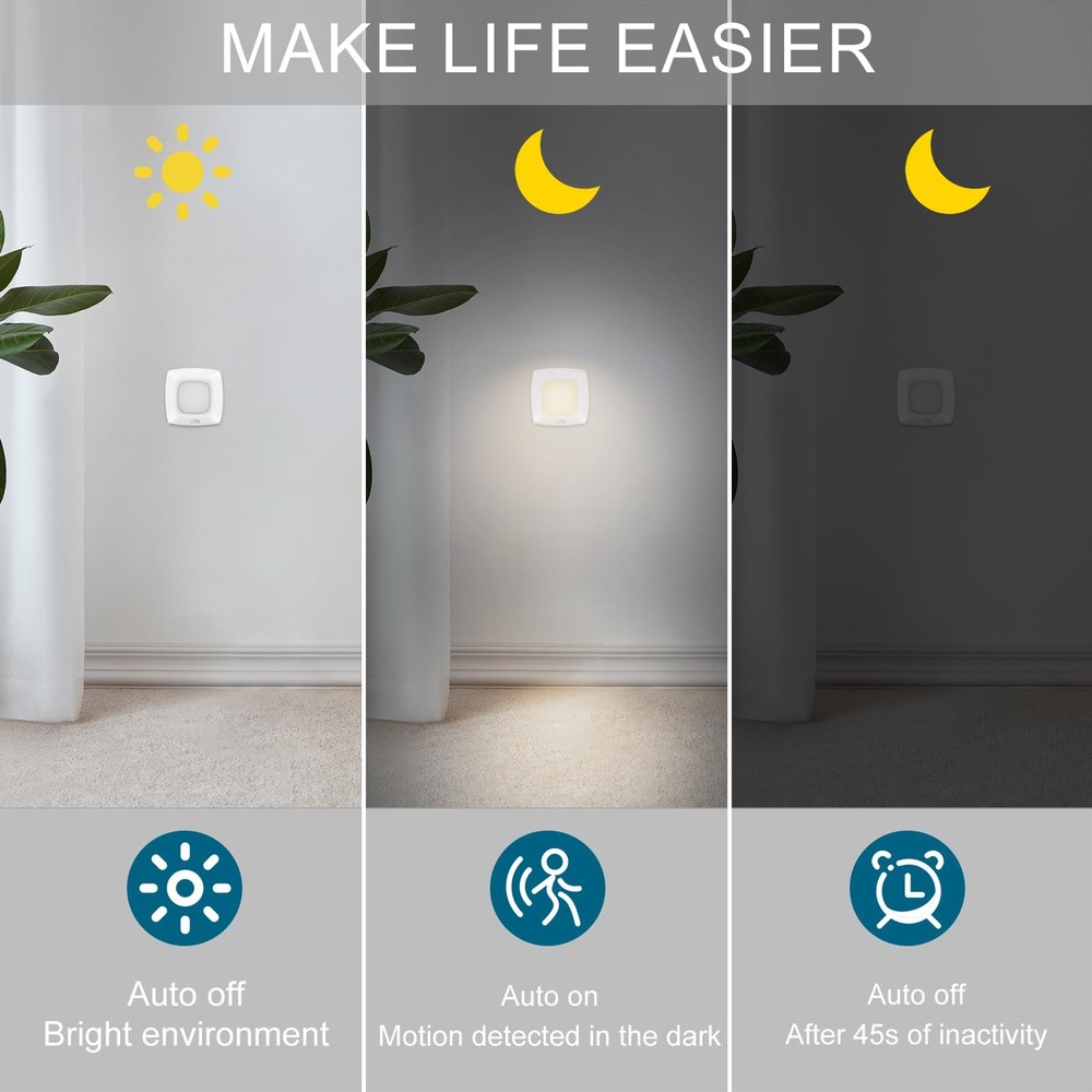 Motion Sensor Tap Light,Battery Operated Push Lighting, Wireless Puck Lights,...