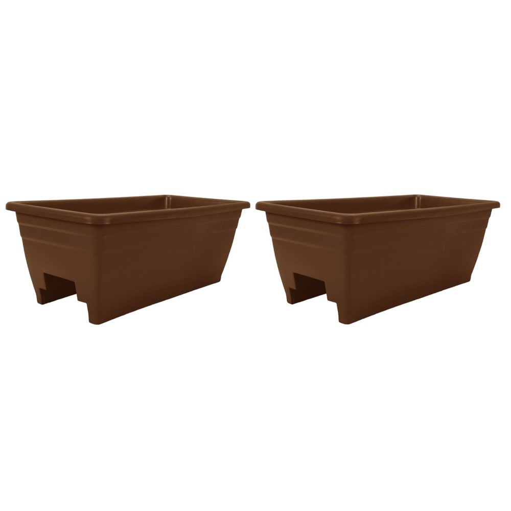 HC Co. (SPX24DBE21) Plastic Deck Rail Planter Box, Chocolate - 24" (2 Pack)