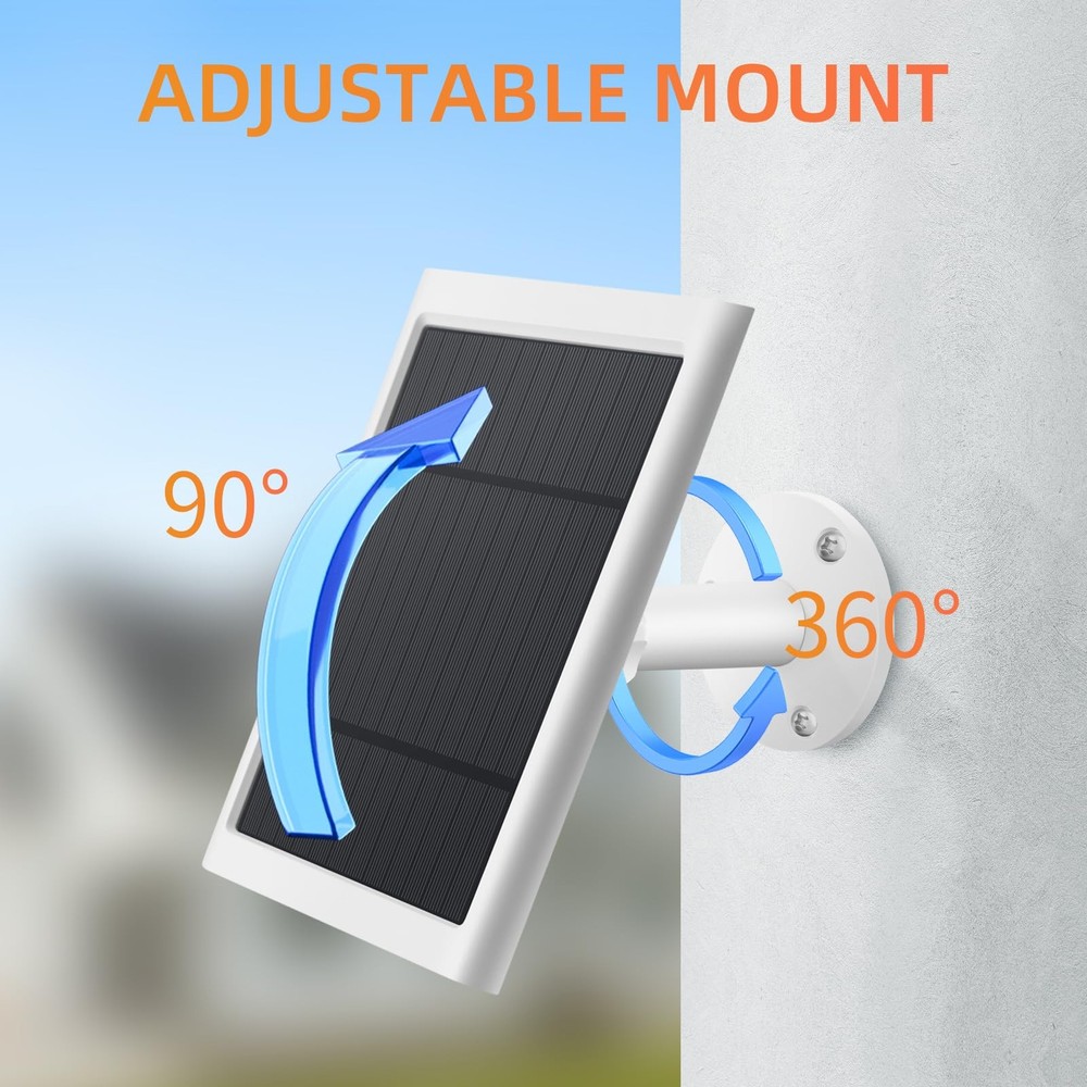 Solar Panel for Ring Camera, 2 Pack 4W Charger 2pc, White 2PCS