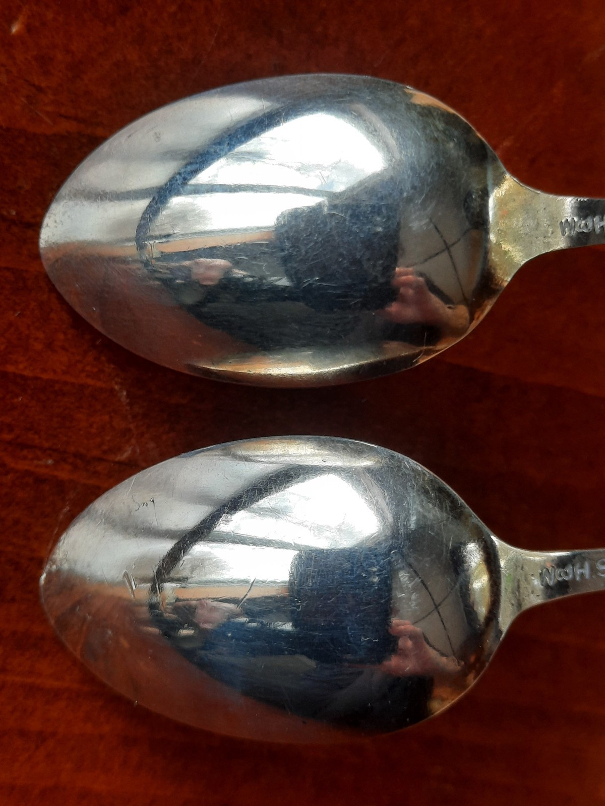 Pair Sterling Wood & Hughes Unknown Chrysanthemum Pattern Demitasse, No Mono