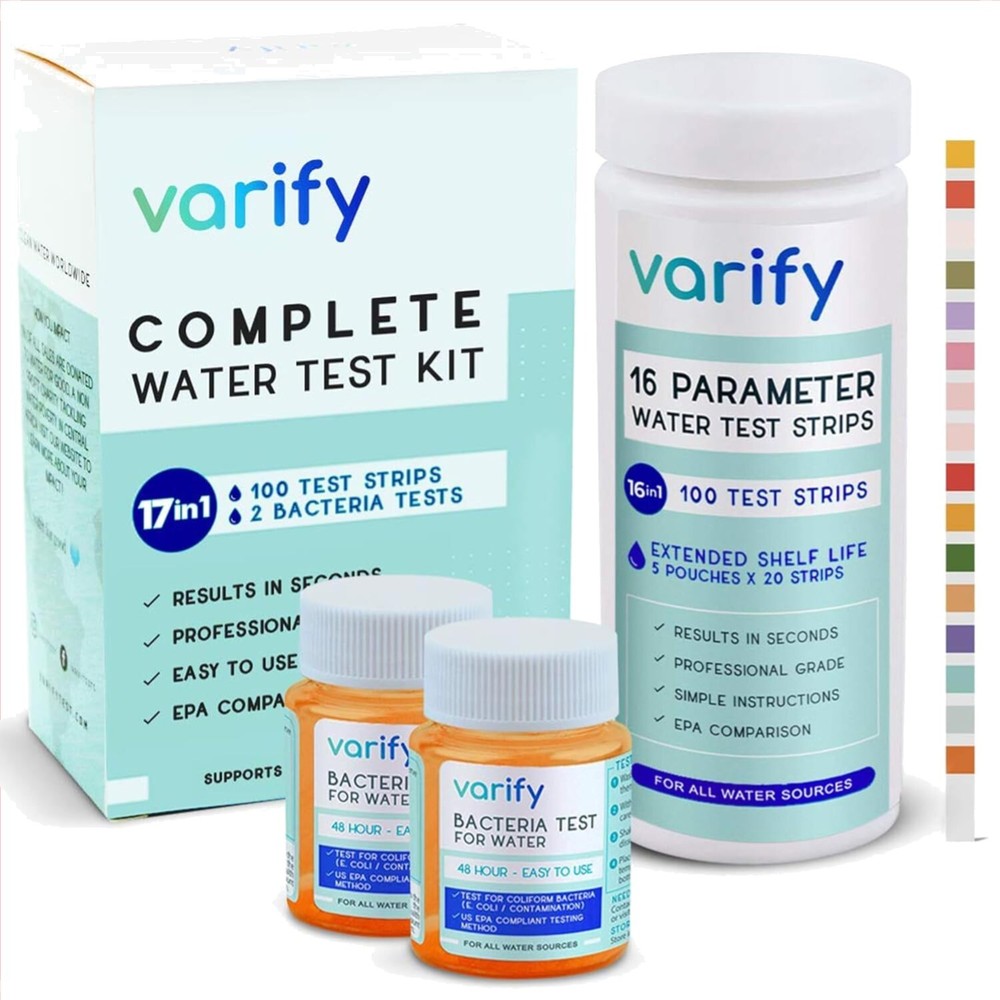 Professional 17 Parameter Water Quality  Kit - 100 Strips + Bacteria Tests