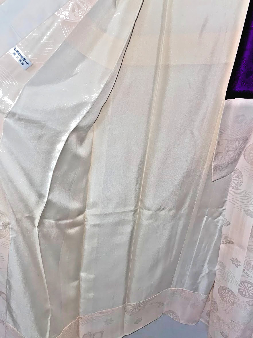 Vintage Silk Nagajuban For Furisode S 25.2in Yuki Japan Pink Sakura Kanoko